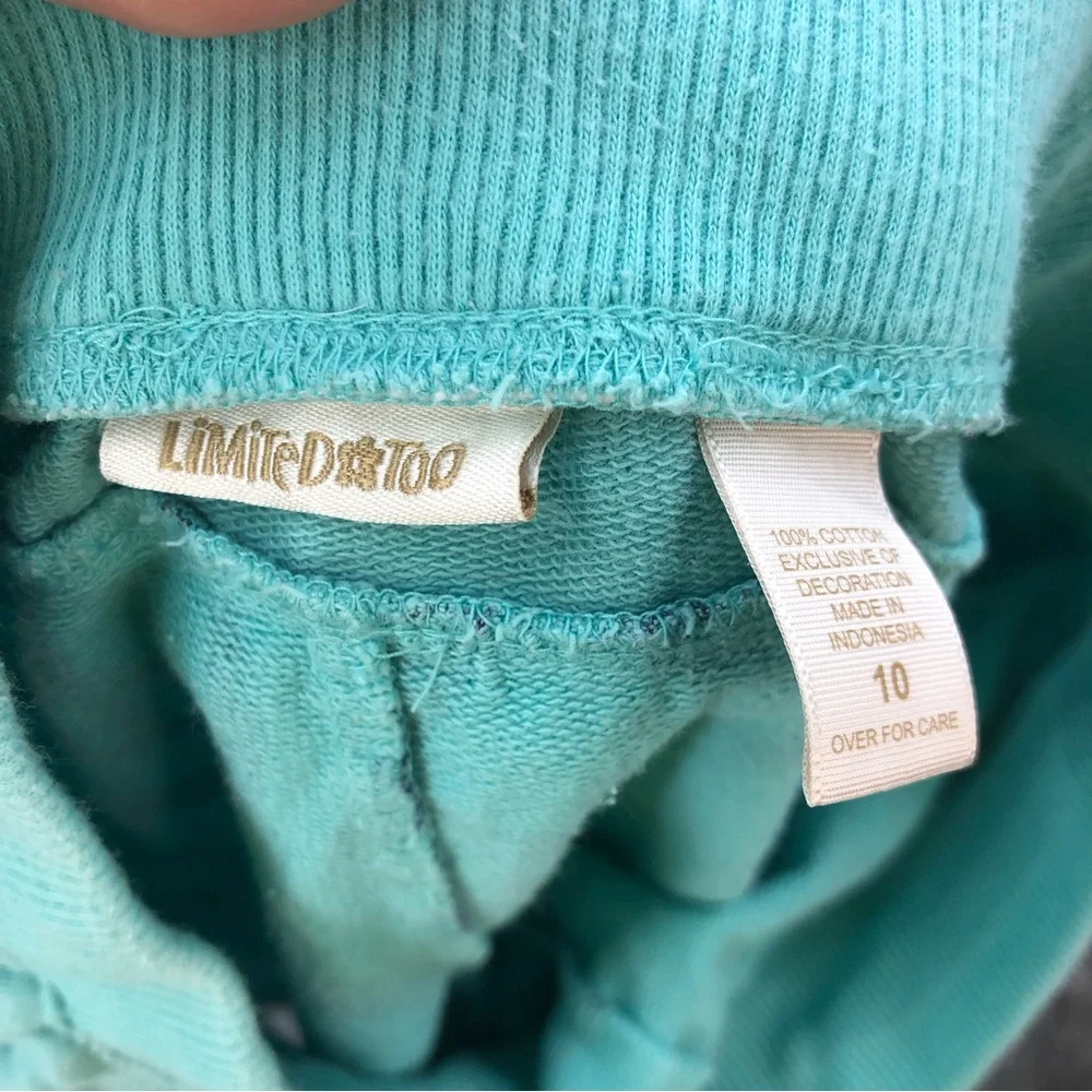 Limited Too Shorts Set Girls Size 10 2 Piece Peace Emblem Blue Green